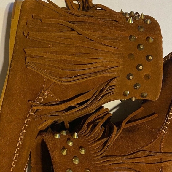Trafaluc Zara Womens Flat Booties Fringe Brown Size US 6.5 - Picture 2 of 13